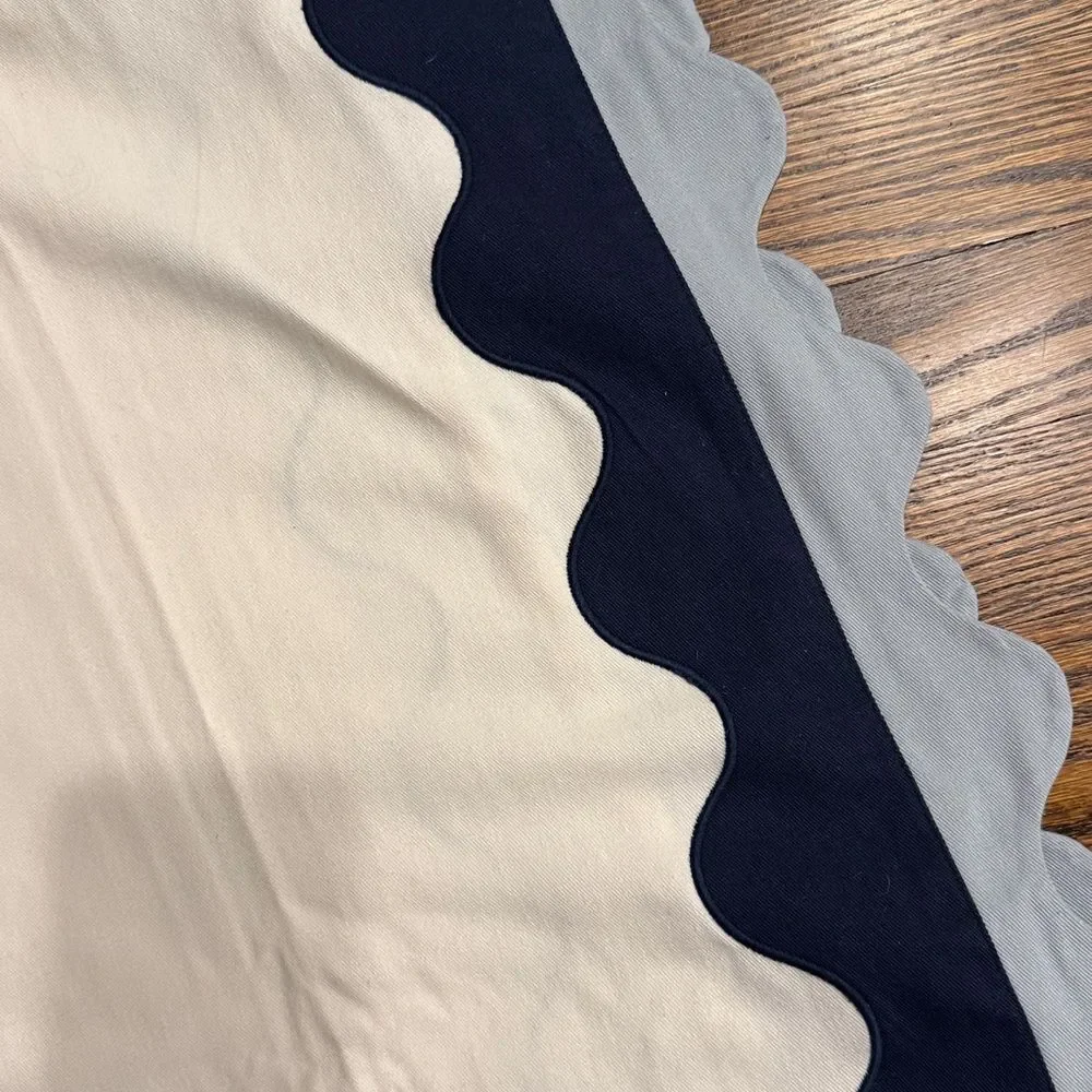 Maeve Scalloped Cotton Curtain by Anthropologie Color: Navy 96